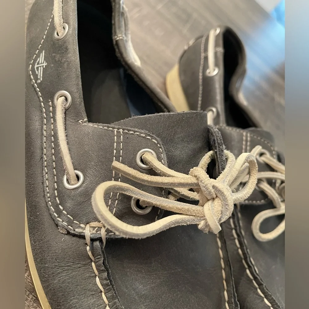 Dockers Genuine Leather Dark Grey Boat Shoes Size 8 Men’s